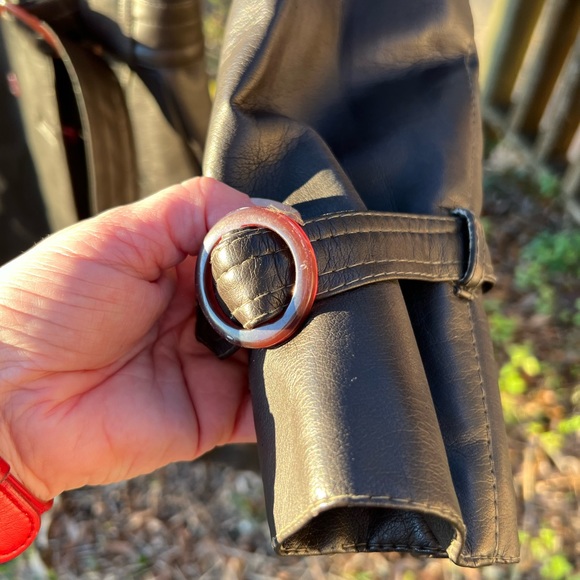 Authentic Vintage PVC vegan leather trench coat…size S/M DARK BROWN - Picture 6 of 6